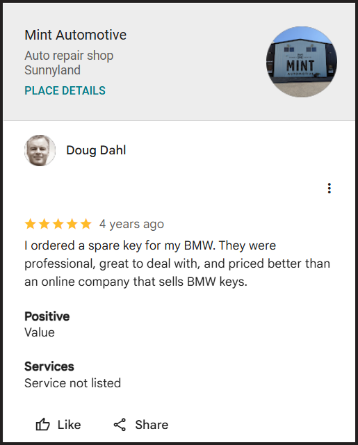 Review of Mint Automotive By Doug Dahl
